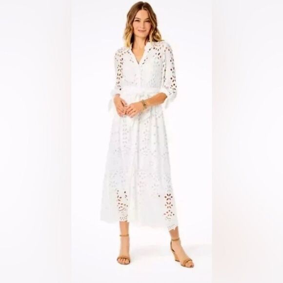 Lilly Pulitzer White Floral Eyelet Dress - Picture 3 of 7